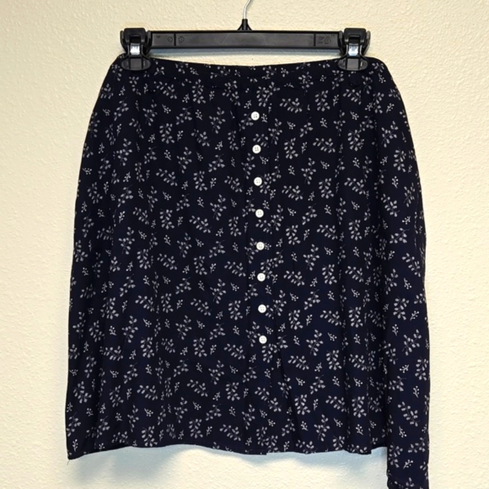 Eddie Bauer Navy Button Front A-line Skirt